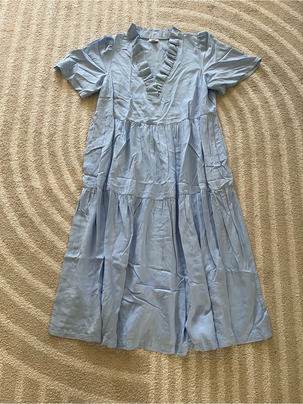 *Crown & Ivy Light Blue Ruffle V-Neck Tiered Dress